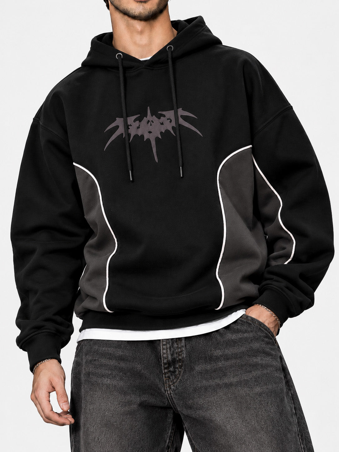 Black Cut & Sew Hoodie