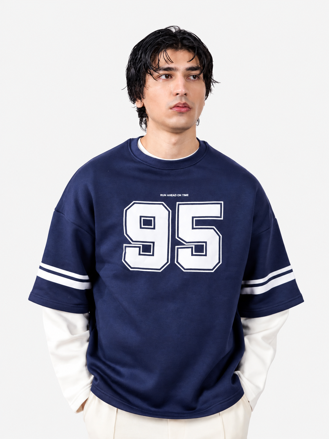 Navy Under Sleeve Sweatshirt