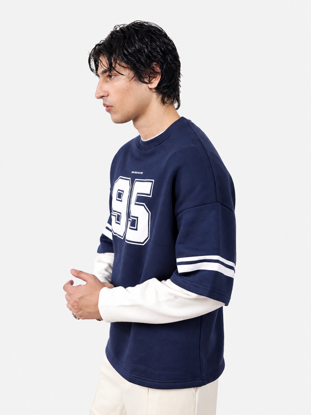 Navy Under Sleeve Sweatshirt