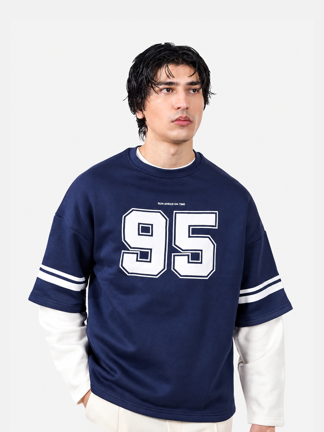 Navy Under Sleeve Sweatshirt