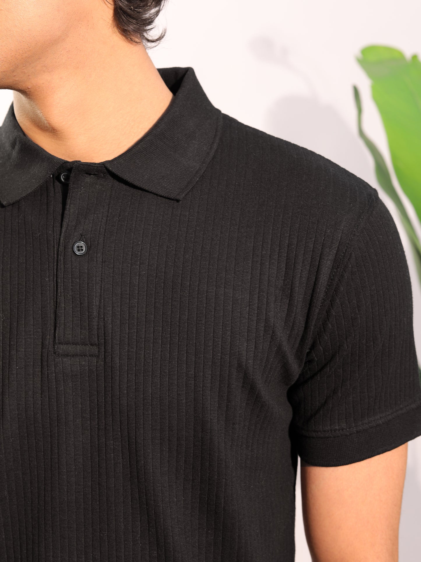 Black Ribbed Polo