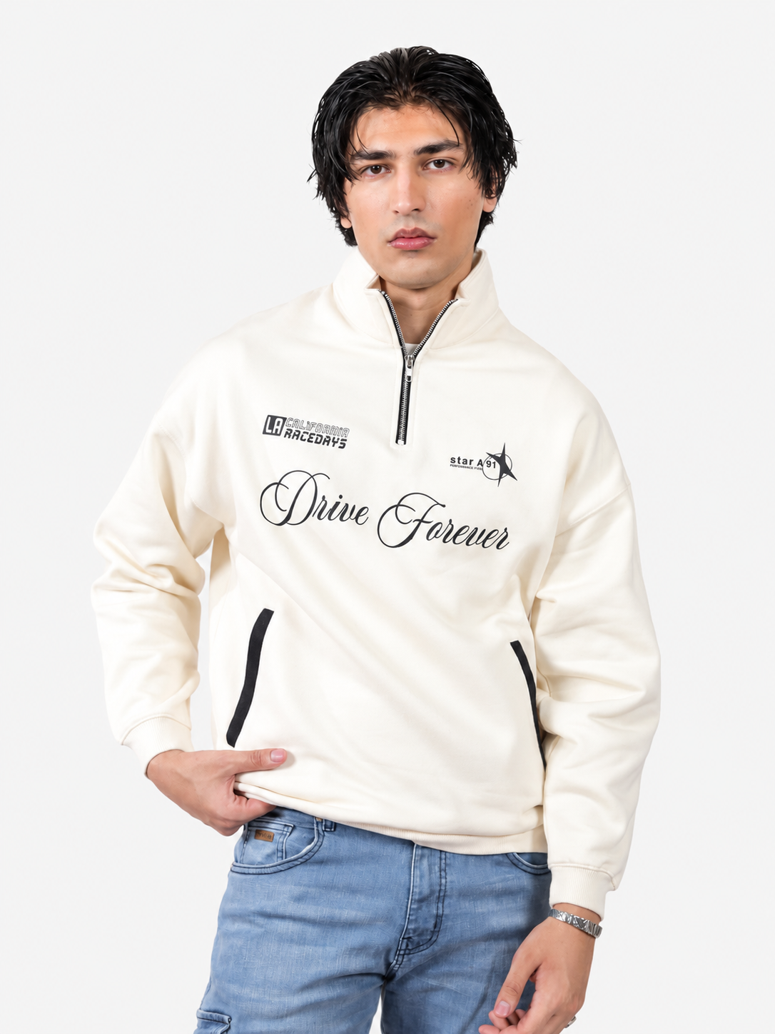 Off White Quarter Zipper