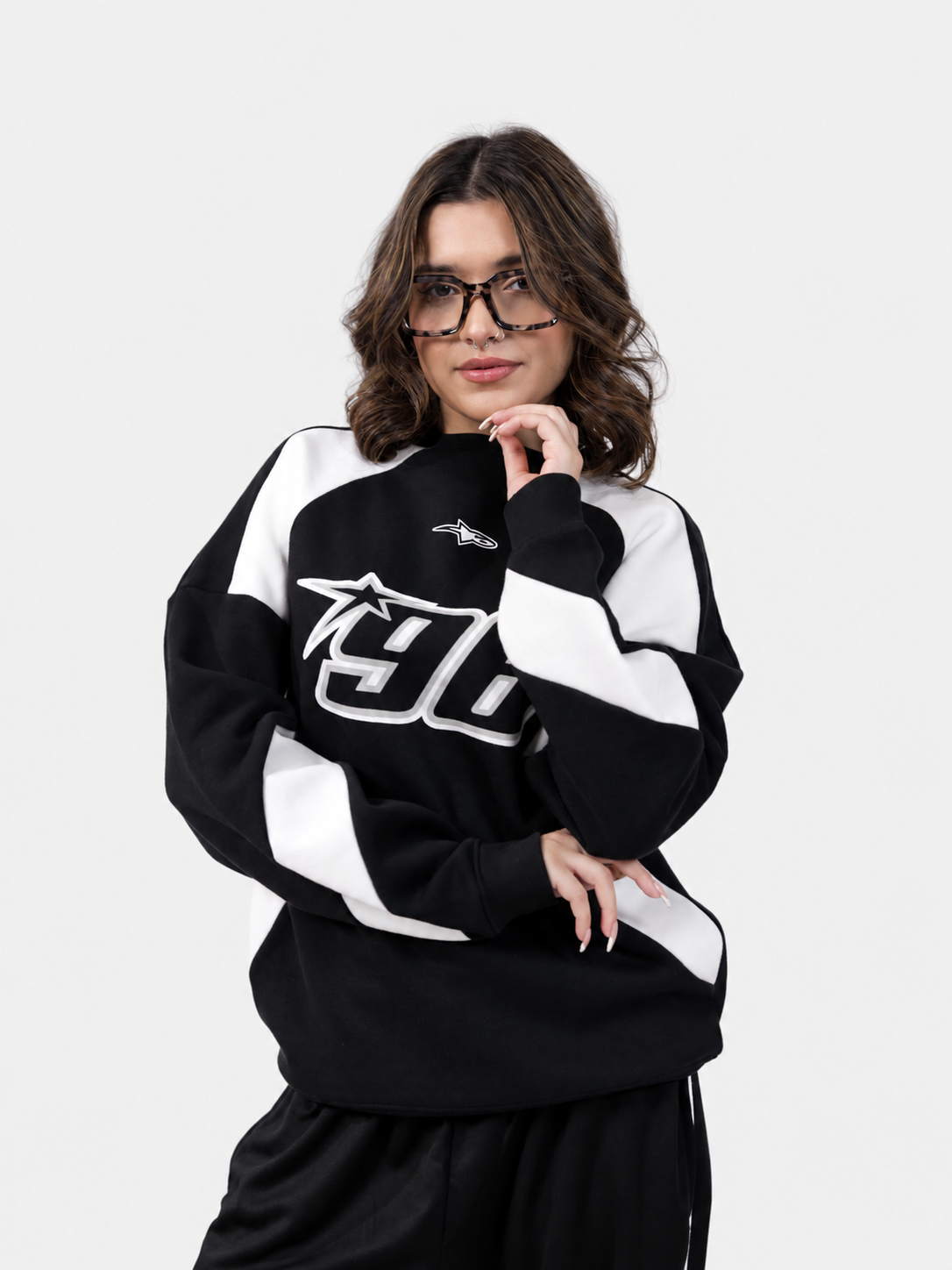 Black & White Racer Digit Sweatshirt