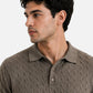 Brown Cable Knit Polo