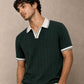 Green Rib Knit Polo