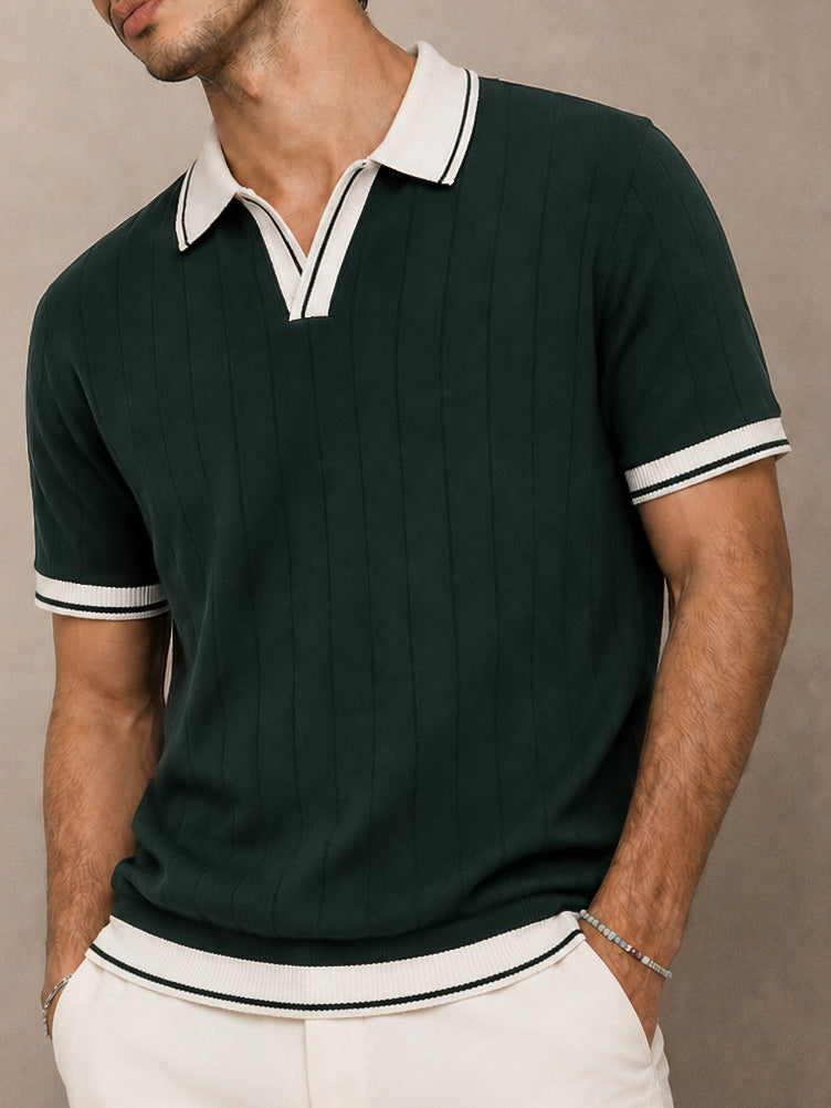 Green Rib Knit Polo