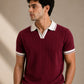 Maroon Rib Knit Polo