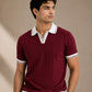 Maroon Rib Knit Polo